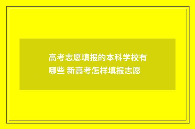 高考志愿填报的本科学校有哪些 新高考怎样填报志愿