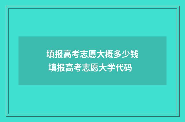 填报高考志愿大概多少钱 填报高考志愿大学代码
