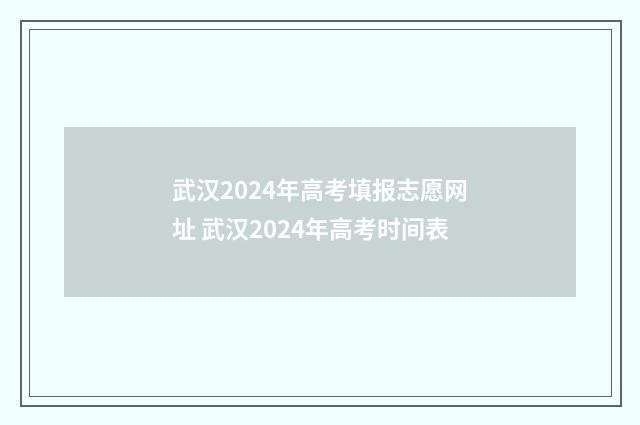 武汉2024年高考填报志愿网址 武汉2024年高考时间表