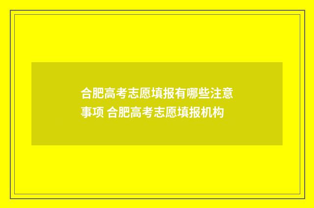 合肥高考志愿填报有哪些注意事项 合肥高考志愿填报机构