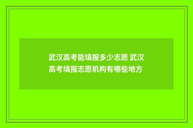 武汉高考能填报多少志愿 武汉高考填报志愿机构有哪些地方