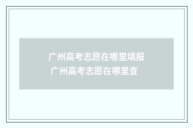 广州高考志愿在哪里填报 广州高考志愿在哪里查