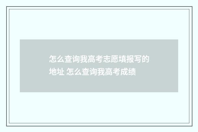 怎么查询我高考志愿填报写的地址 怎么查询我高考成绩