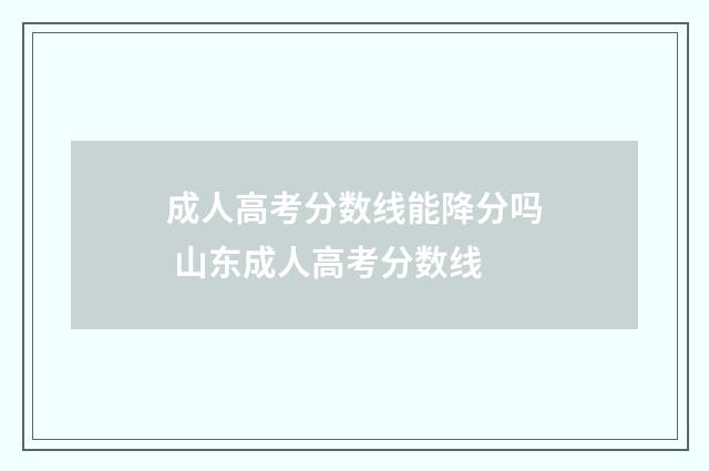 成人高考分数线能降分吗 山东成人高考分数线
