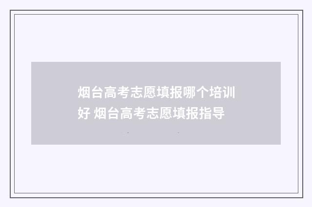 烟台高考志愿填报哪个培训好 烟台高考志愿填报指导