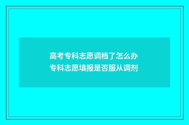 高考专科志愿调档了怎么办 专科志愿填报是否服从调剂