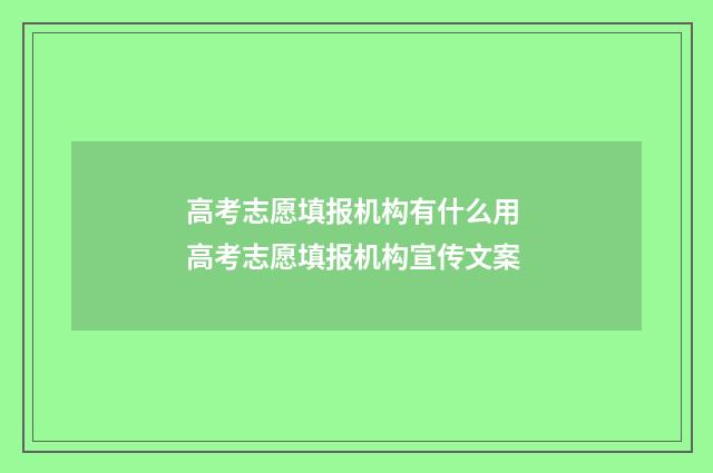 高考志愿填报机构有什么用 高考志愿填报机构宣传文案