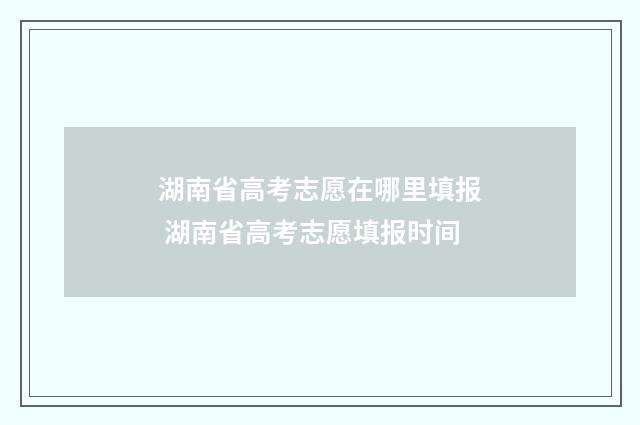 湖南省高考志愿在哪里填报 湖南省高考志愿填报时间
