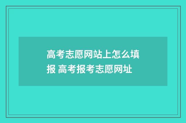 高考志愿网站上怎么填报 高考报考志愿网址