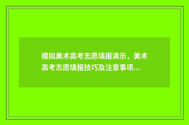 模拟美术高考志愿填报演示，美术高考志愿填报技巧及注意事项 美术高考模拟填报