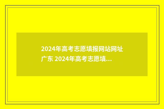 2024年高考志愿填报网站网址广东 2024年高考志愿填报时间