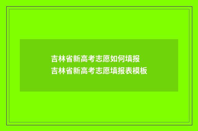 吉林省新高考志愿如何填报 吉林省新高考志愿填报表模板