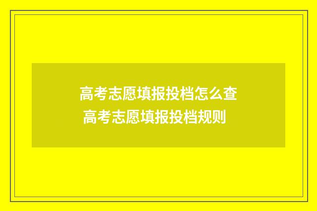 高考志愿填报投档怎么查 高考志愿填报投档规则