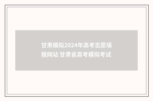 甘肃模拟2024年高考志愿填报网站 甘肃省高考模拟考试