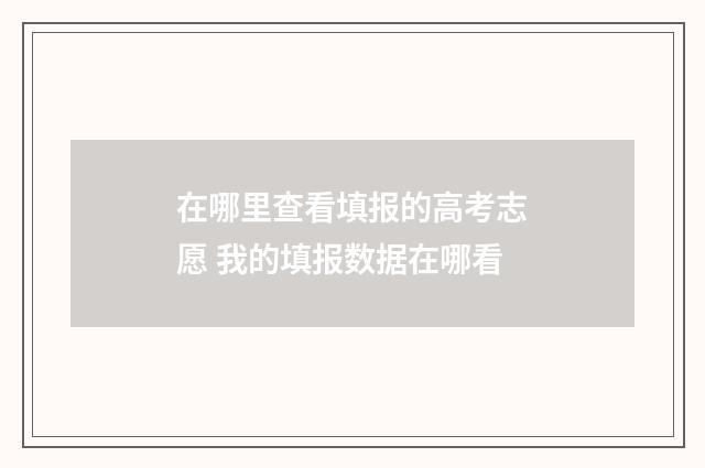 在哪里查看填报的高考志愿 我的填报数据在哪看