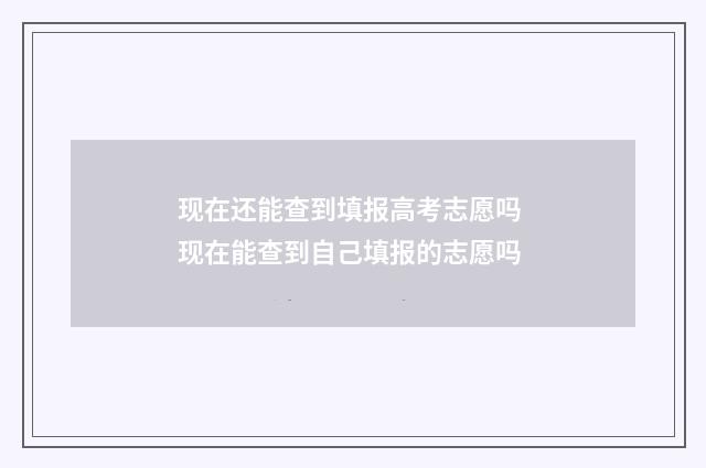 现在还能查到填报高考志愿吗 现在能查到自己填报的志愿吗