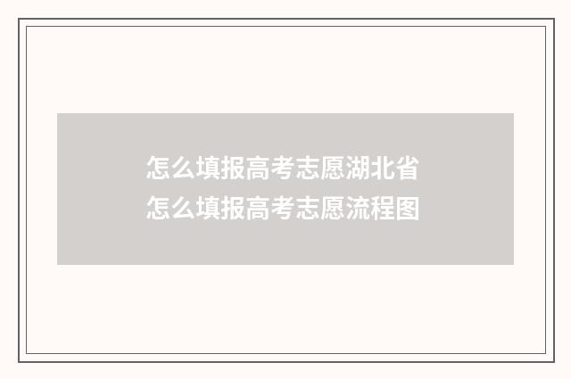 怎么填报高考志愿湖北省 怎么填报高考志愿流程图