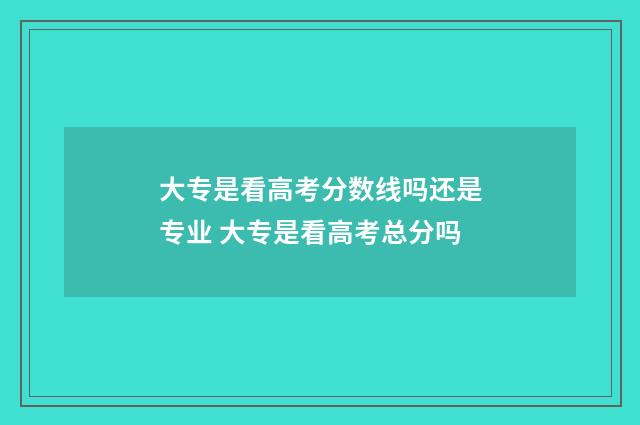 大专是看高考分数线吗还是专业 大专是看高考总分吗
