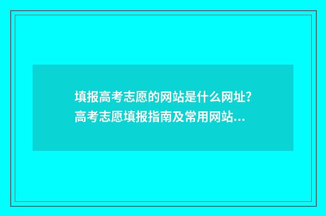 填报高考志愿的网站是什么网址？高考志愿填报指南及常用网站推荐 填报高考志愿的顺序重要吗
