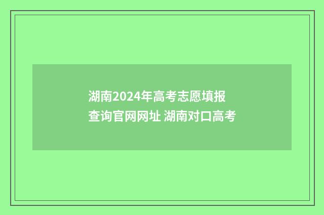 湖南2024年高考志愿填报查询官网网址 湖南对口高考