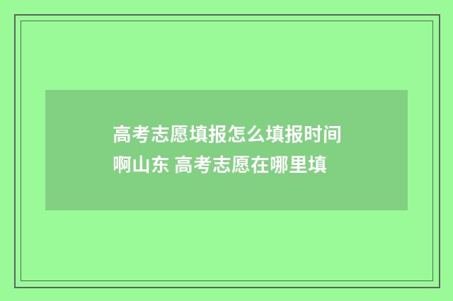 高考志愿填报怎么填报时间啊山东 高考志愿在哪里填