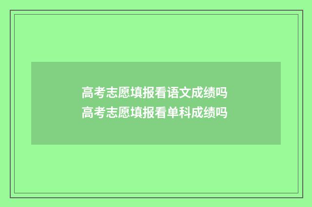 高考志愿填报看语文成绩吗 高考志愿填报看单科成绩吗
