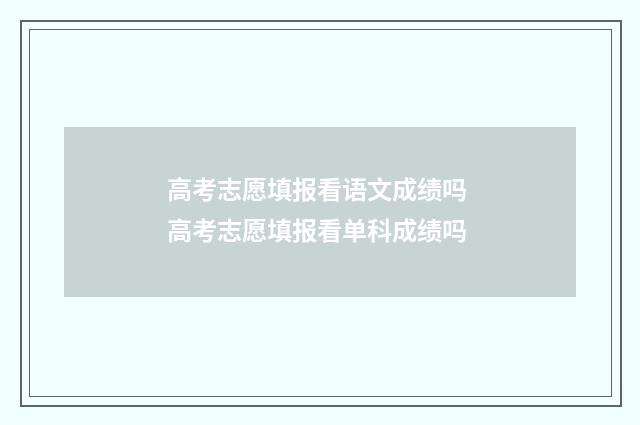 高考志愿填报看语文成绩吗 高考志愿填报看单科成绩吗