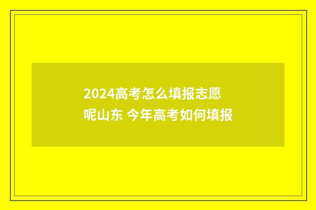 2024高考怎么填报志愿呢山东 今年高考如何填报