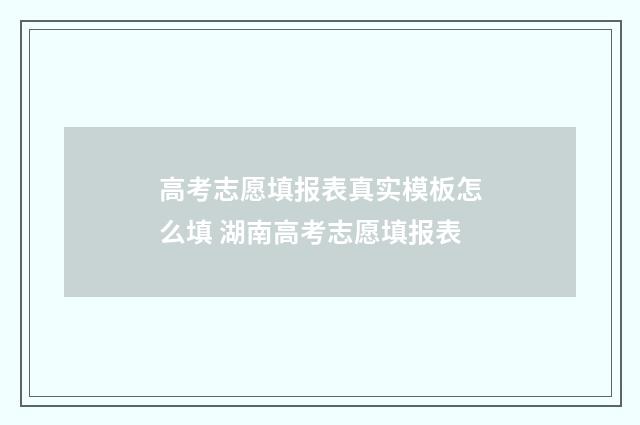高考志愿填报表真实模板怎么填 湖南高考志愿填报表