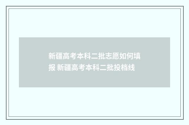 新疆高考本科二批志愿如何填报 新疆高考本科二批投档线