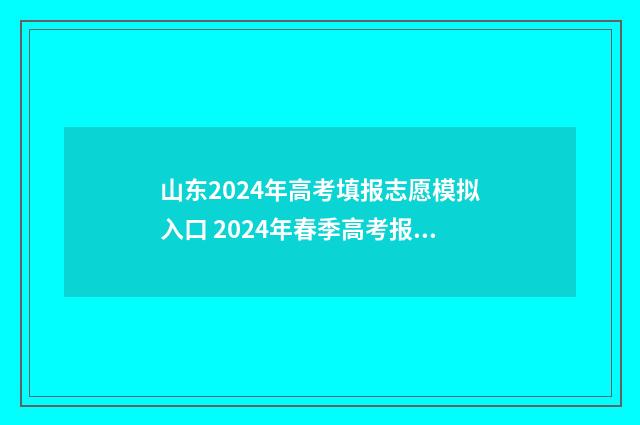 山东2024年高考填报志愿模拟入口 2024年春季高考报名时间