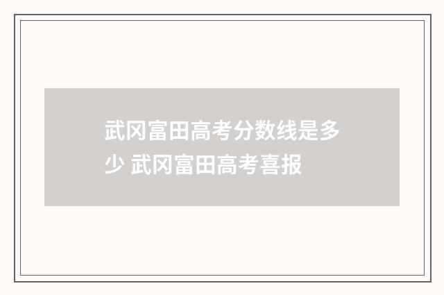 武冈富田高考分数线是多少 武冈富田高考喜报