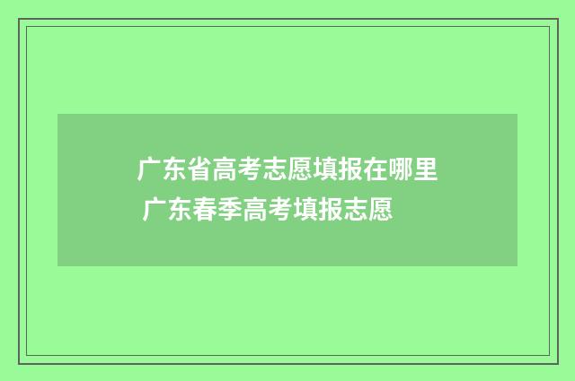 广东省高考志愿填报在哪里 广东春季高考填报志愿