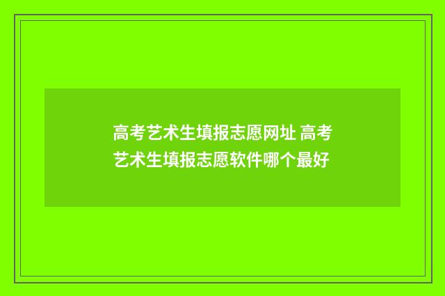 高考艺术生填报志愿网址 高考艺术生填报志愿软件哪个最好