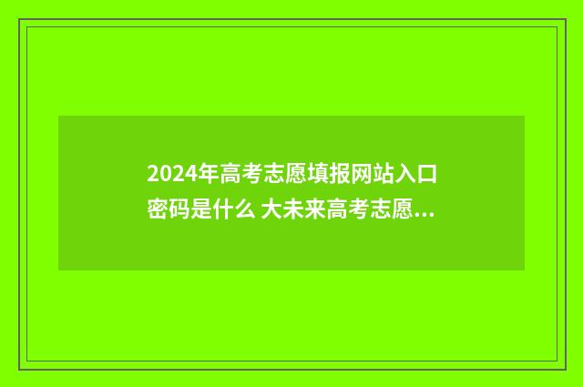 2024年高考志愿填报网站入口密码是什么 大未来高考志愿填报官网