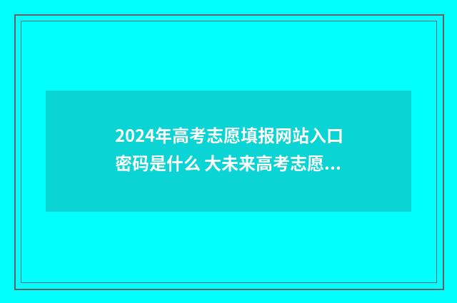 2024年高考志愿填报网站入口密码是什么 大未来高考志愿填报官网