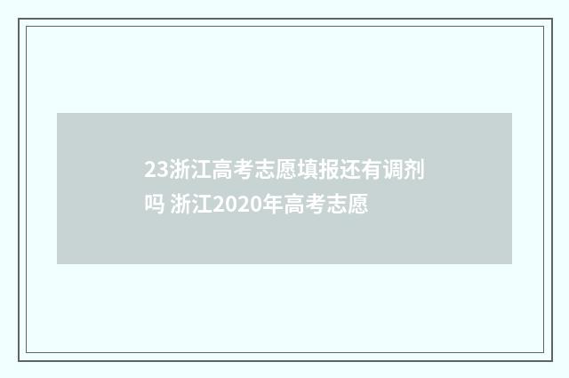 23浙江高考志愿填报还有调剂吗 浙江2020年高考志愿