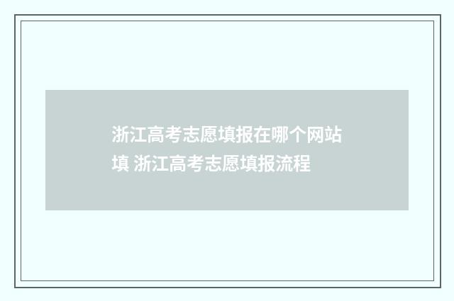 浙江高考志愿填报在哪个网站填 浙江高考志愿填报流程