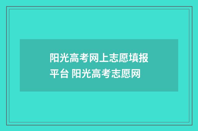 阳光高考网上志愿填报平台 阳光高考志愿网