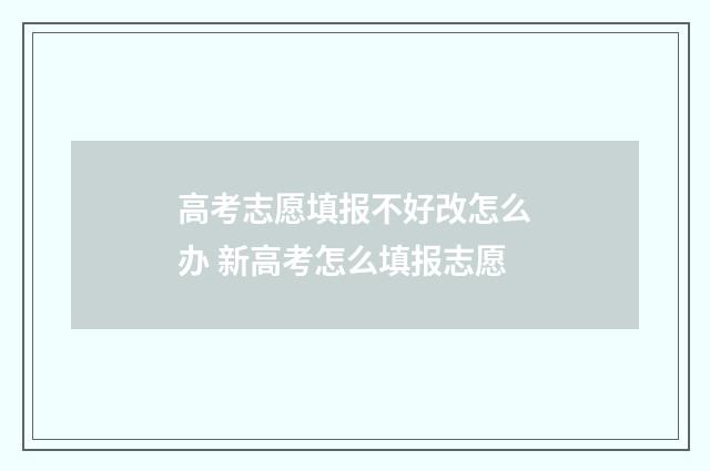 高考志愿填报不好改怎么办 新高考怎么填报志愿