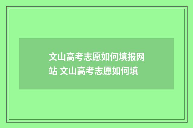 文山高考志愿如何填报网站 文山高考志愿如何填