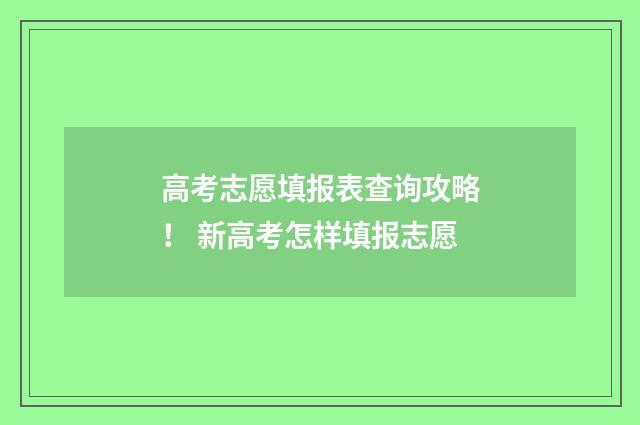 高考志愿填报表查询攻略！ 新高考怎样填报志愿