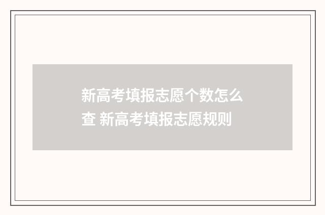 新高考填报志愿个数怎么查 新高考填报志愿规则