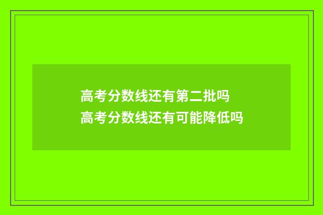 高考分数线还有第二批吗 高考分数线还有可能降低吗