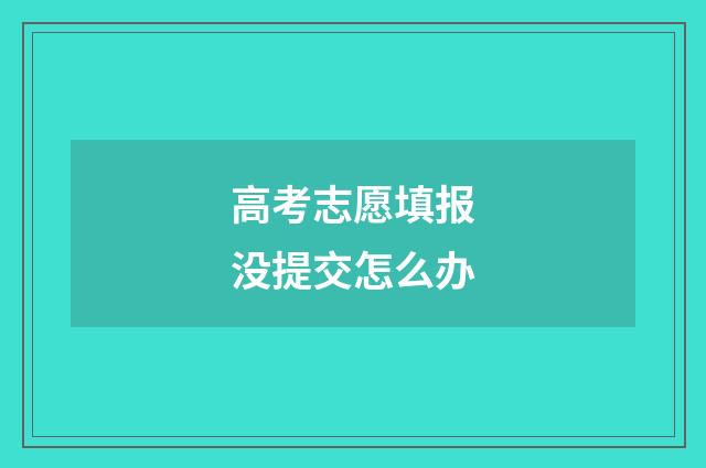 高考志愿填报没提交怎么办