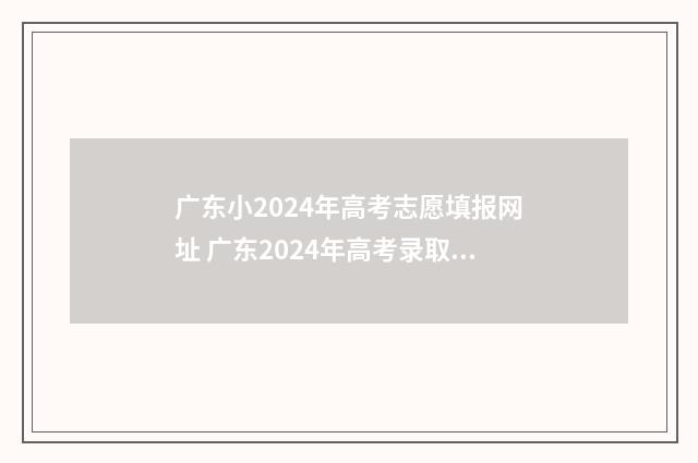 广东小2024年高考志愿填报网址 广东2024年高考录取分数线