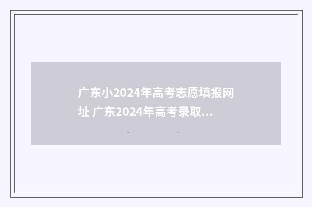 广东小2024年高考志愿填报网址 广东2024年高考录取分数线
