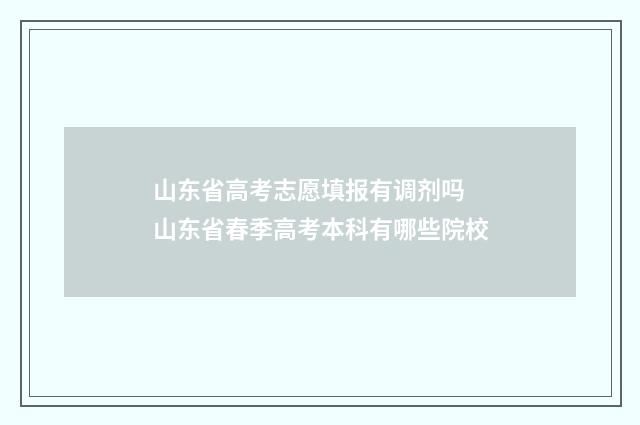 山东省高考志愿填报有调剂吗 山东省春季高考本科有哪些院校