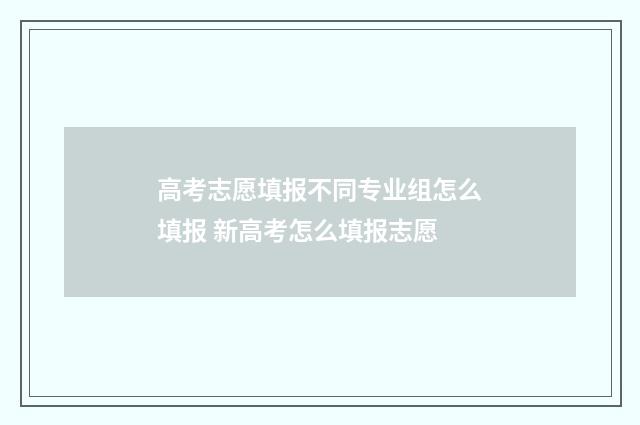 高考志愿填报不同专业组怎么填报 新高考怎么填报志愿