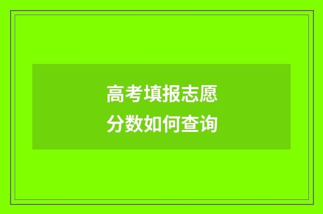 高考填报志愿分数如何查询